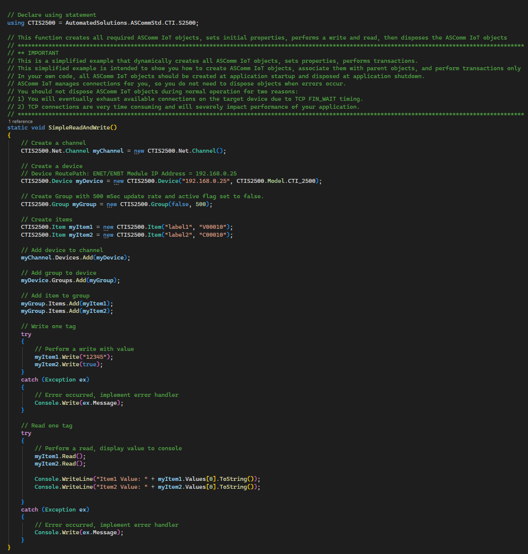 CTI software example code